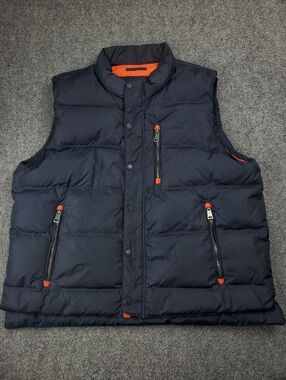 Orvis Essex Duck Down Puffer Vest Jacket Mens XL Insulated Sleeveless Navy Blue